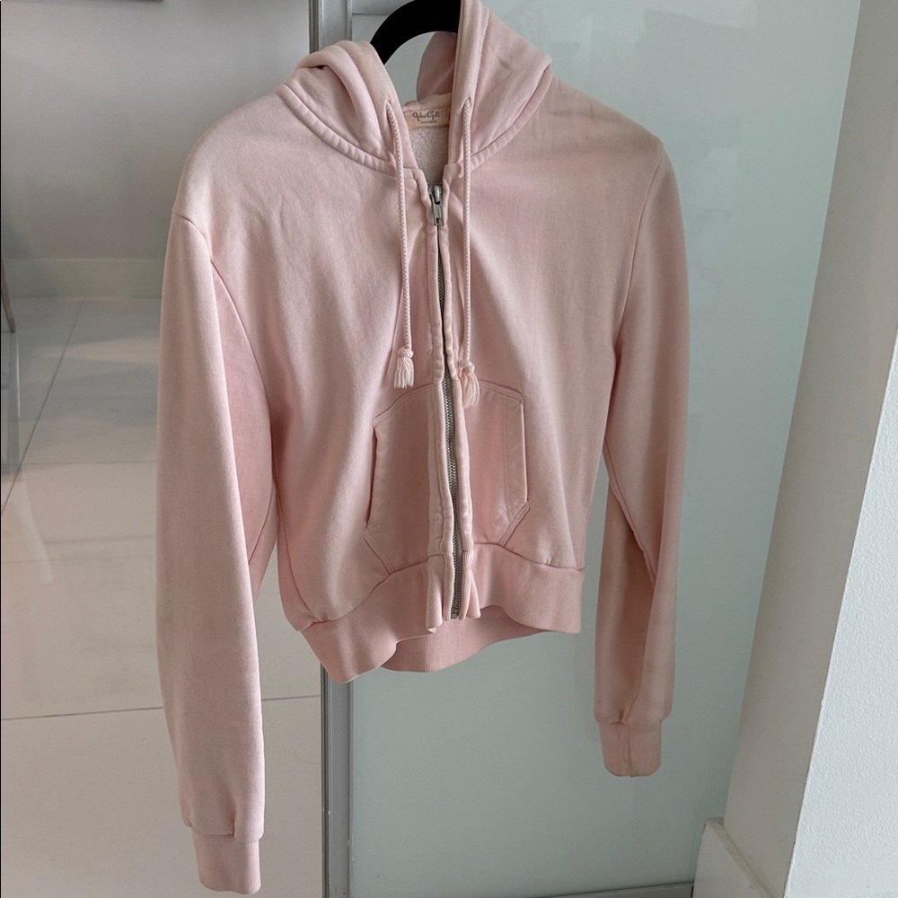 Brandy Melville Light Pink Women's Zip-Up Hoodie